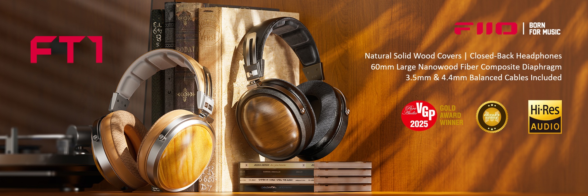 FiiO FT1 wooden cup audiophile headphones