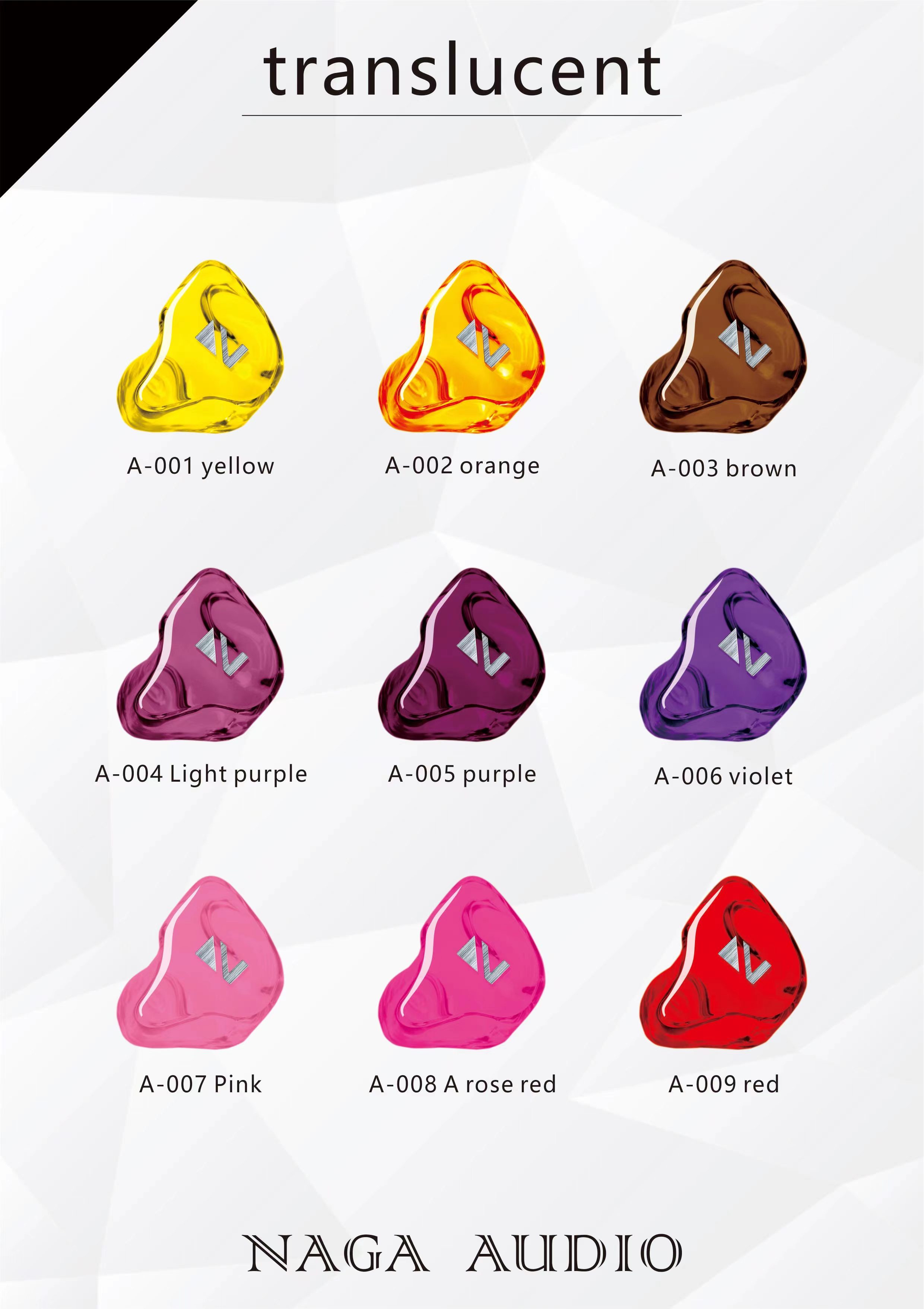 Naga Audio Reshell Colour chart