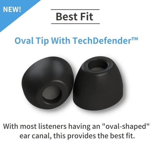 Comply 500 Series TOZ-500 Oval Foam Eartips with TechDefender WaxGuard (3-Pairs)