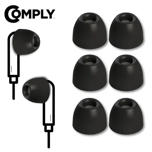 Comply 500 Series TRZ-500 Round 2.0 Foam Eartips with TechDefender WaxGuard (3-Pairs)