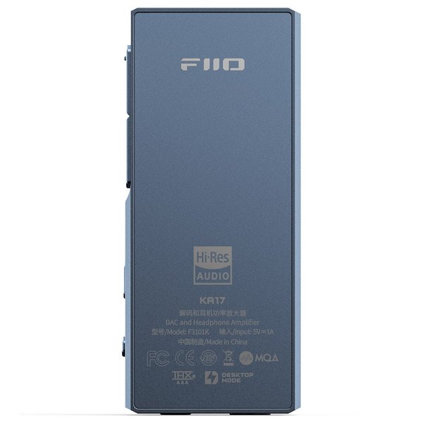 FiiO KA17 MQA Type-C to 3.5mm/4.4mm Balanced S/PDIF Coaxial Interface Portable USB DAC & Headphone Amplifier Adapter - Blue