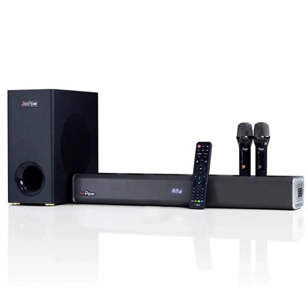 JazPiper PRO 2.1 Wireless Bluetooth Karaoke Soundbar Speaker, Network Streaming Karaoke System w/ 6.5" Wireless Subwoofer & Mics JazPiper PRO 2.1 Wireless Bluetooth Karaoke Soundbar Speaker, Network Streaming Karaoke System w/ 6.5" Wireless Subwoofer & Mics