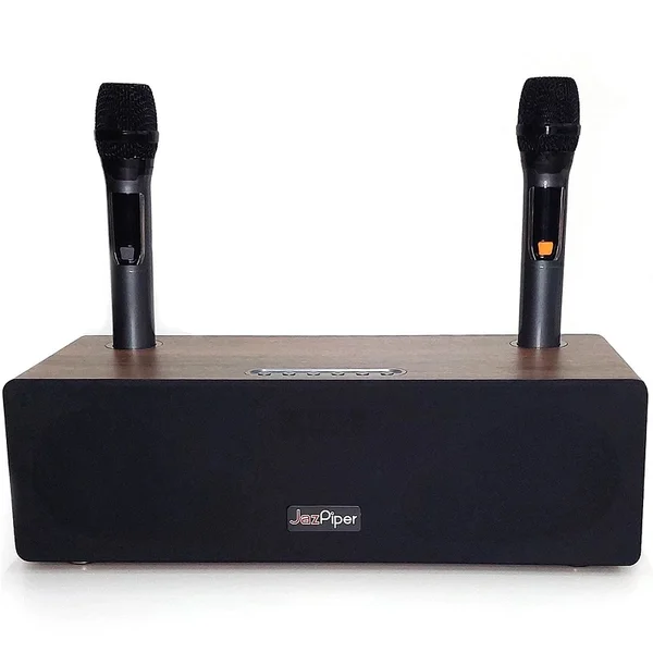 JazPiper+ V3 Wireless Bluetooth Desktop Speaker & Network Streaming Karaoke System with Dual Handheld Mics [Open-Box]