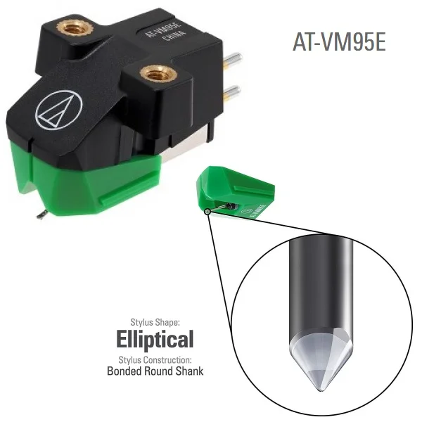 Audio-Technica AT-VM95E VM95 Series Elliptical Stereo Dual Moving Magnet MM Phono Cartridge