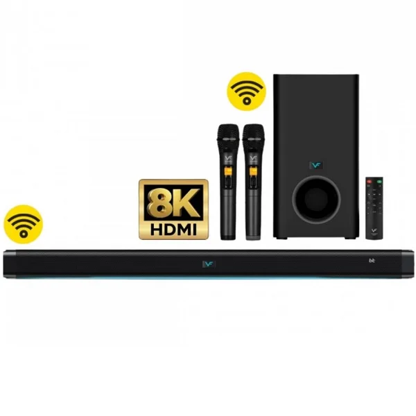 Vinnfier Hyperbar 3300 2.1-Ch Wireless Bluetooth Soundbar with 6.5” Wireless Subwoofer & Dual Handheld Mics (with HDMI)