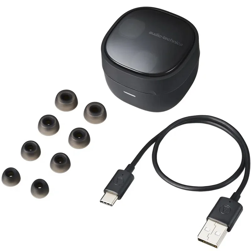 Audio-Technica ATH-SQ1TW2 True Wireless Bluetooth In-Ear Earphone with Mic - Jet Black