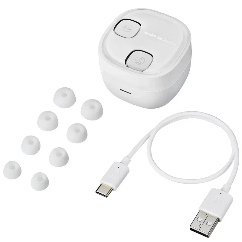 Audio-Technica ATH-SQ1TW2 True Wireless Bluetooth In-Ear Earphone with Mic - Pure White