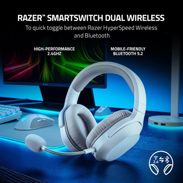 Razer Barracuda X (2022) Wired/Wireless Bluetooth+2.4GHz Over-Ear Gaming Headset with Mic - Mercury Razer Barracuda X (2022) Wired/Wireless Bluetooth+2.4GHz Over-Ear Gaming Headset with Mic - Mercury