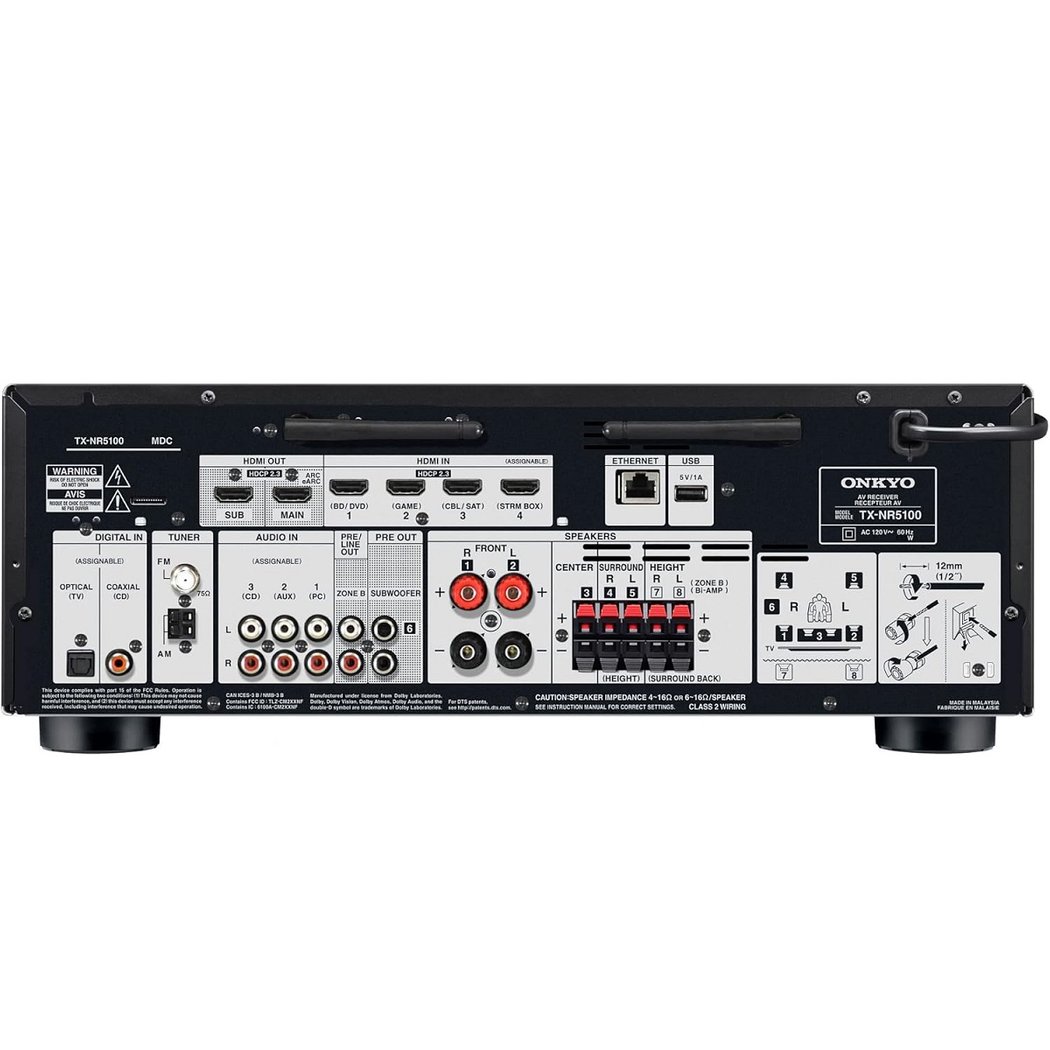 Onkyo TX-NR5100 7.2 Channel 8K Hi-Fi Network AV Receiver (with Dolby Atmos, DTS:X)