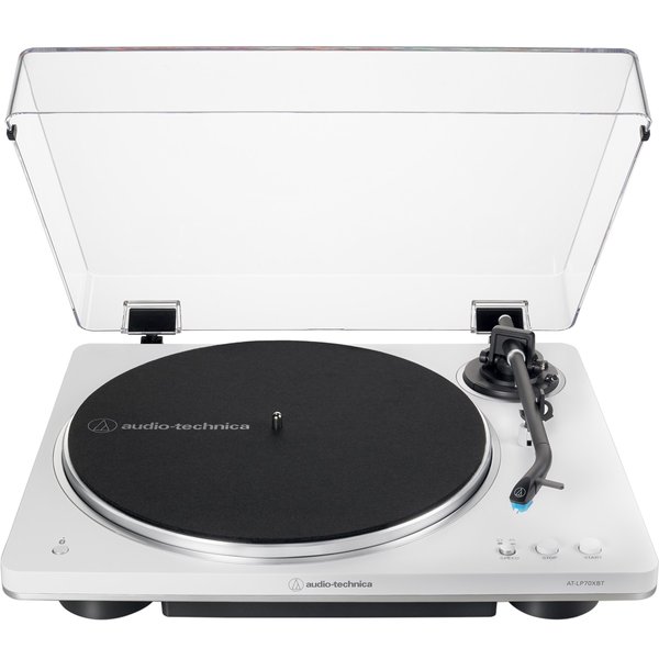 Audio-Technica AT-LP70XBT Fully Automatic Wireless Bluetooth Belt-Drive Turntable - White/Silver