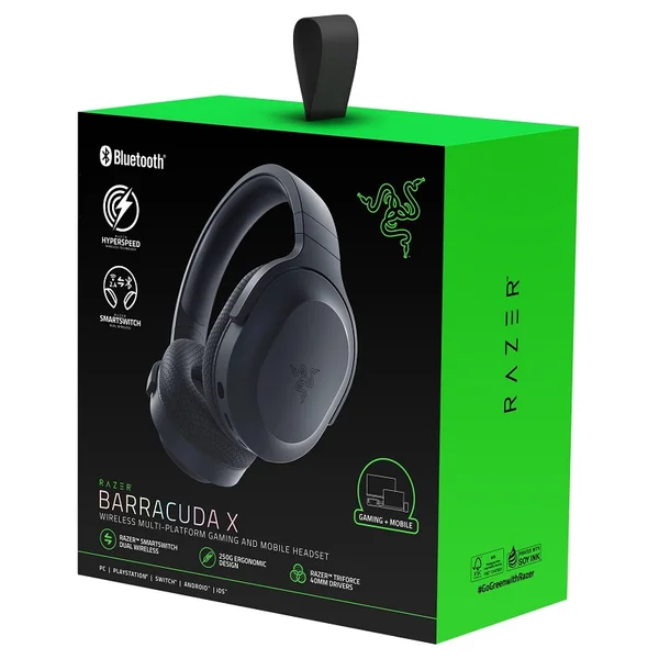 Razer Barracuda Wired/Wireless Bluetooth+2.4GHz Over-Ear Gaming Headset with Mic - Black