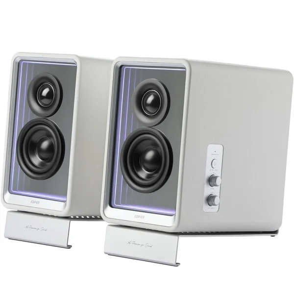 Edifier QR65 Wireless Bluetooth Desktop Bookshelf Speakers with 65W TurboGaN Charger - White