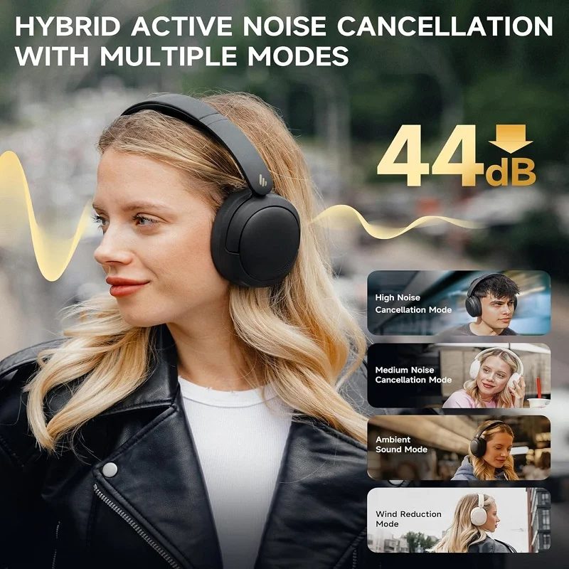 Edifier W800BT Pro Wireless Bluetooth Noise-Cancelling Over-Ear Headphone with Mic - White