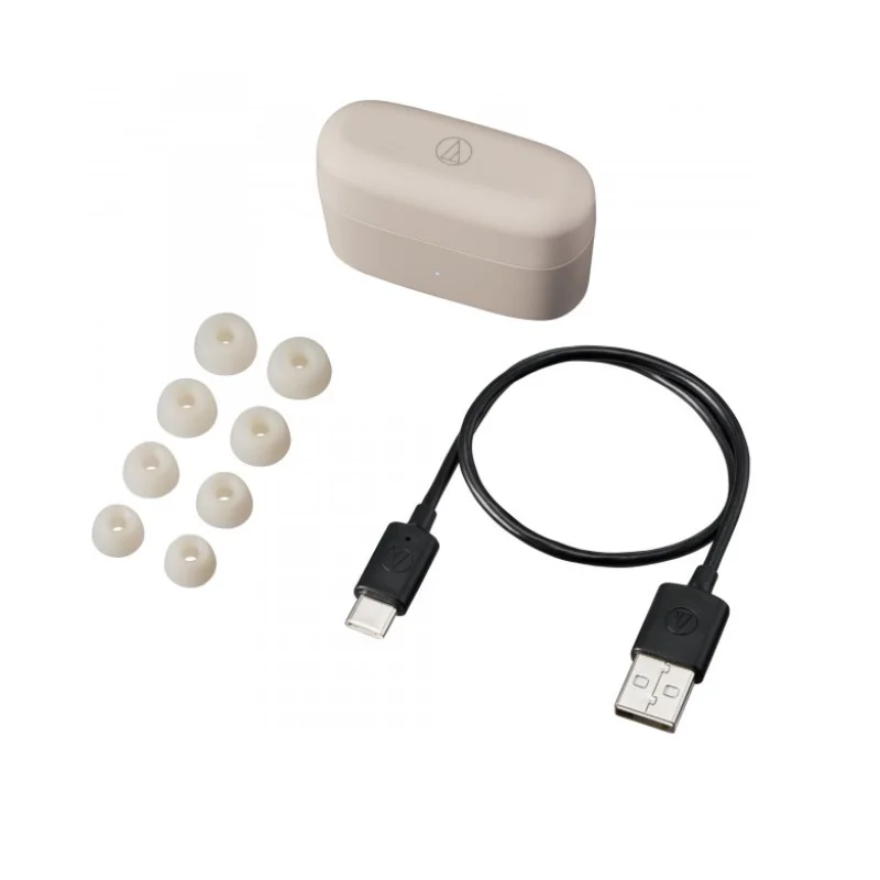 Audio-Technica ATH-CKS30TW+ True Wireless Bluetooth Noise-Cancelling In-Ear Earphone with Mic - Beige