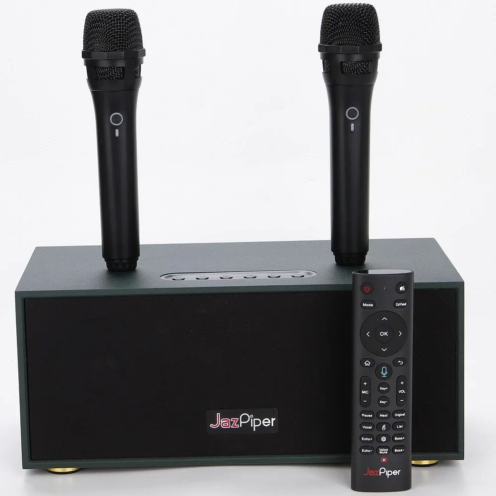 JazPiper PiCO T300 Wireless Bluetooth Karaoke Desktop Speaker & Network Streaming Karaoke System with Dual Handheld Microphones