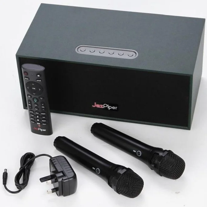 JazPiper PiCO T300 Wireless Bluetooth Karaoke Desktop Speaker & Network Streaming Karaoke System with Dual Handheld Microphones