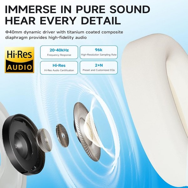 Edifier W800BT Pro Wireless Bluetooth Noise-Cancelling Over-Ear Headphone with Mic - White Edifier W800BT Pro Wireless Bluetooth Noise-Cancelling Over-Ear Headphone with Mic - White