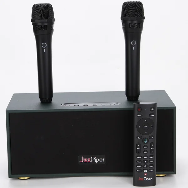 JazPiper PiCO T300 Wireless Bluetooth Karaoke Desktop Speaker & Network Streaming Karaoke System with Dual Handheld Microphones