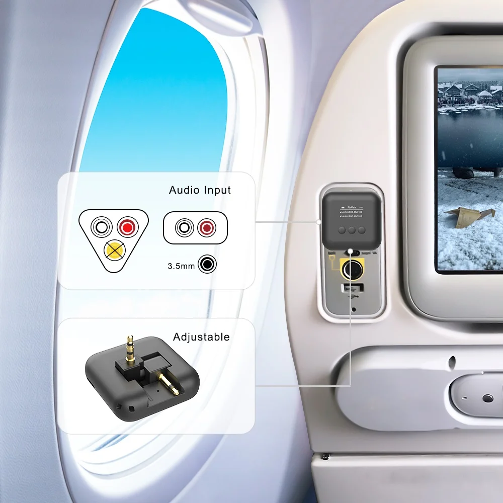 Mazer FlyMate Pro Duo Wireless Bluetooth Transmitter Travel Airplane Flight Adapter