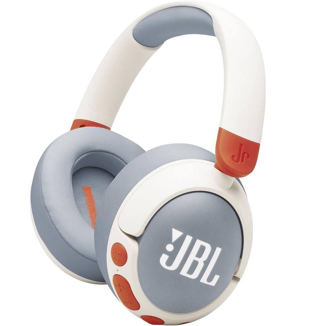 JBL Junior 470NC Wired/Wireless Bluetooth Noise-Cancelling Over-Ear Headphone with Mic for Kids - White