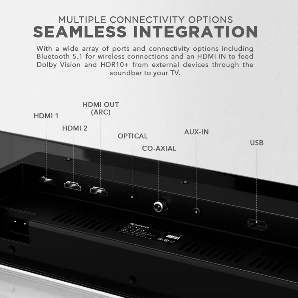 SonicGear StudioBar 3000 5.1.2 Dolby Atmos Wireless Bluetooth Soundbar w/ 8