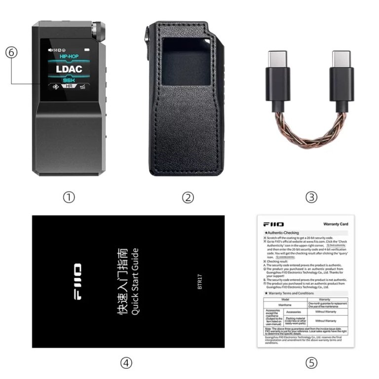 FiiO BTR17 MQA Wireless Bluetooth Portable Headphone Amplifier & USB DAC with Mic - Black