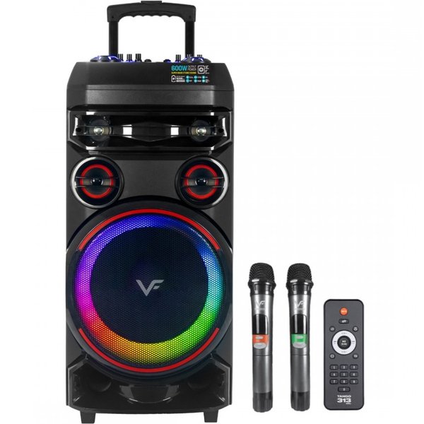 Vinnfier Tango 313 WMU (2024) Wireless Bluetooth Trolley Portable Speaker with FM Radio & Dual Wireless Handheld Microphones