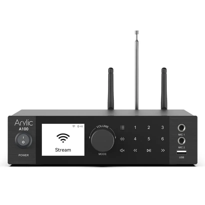 Arylic A100 Multi-Room Wireless Bluetooth/WiFi Network Streamer, USB DAC, FM Tuner & Hi-Fi Integrated Amplifier (with Phono)