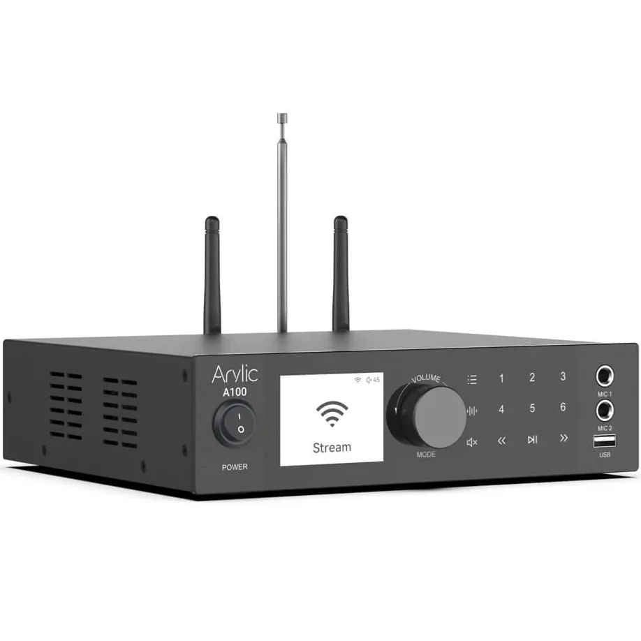 Arylic A100 Multi-Room Wireless Bluetooth/WiFi Network Streamer, USB DAC, FM Tuner & Hi-Fi Integrated Amplifier (with Phono)