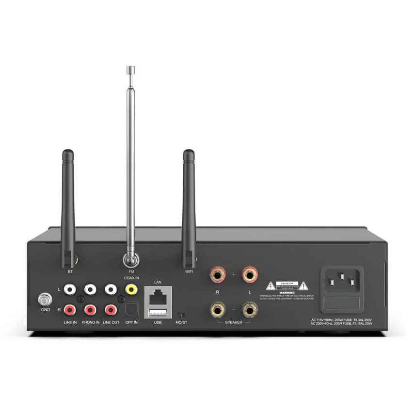 Arylic A100 Multi-Room Wireless Bluetooth/WiFi Network Streamer, USB DAC, FM Tuner & Hi-Fi Integrated Amplifier (with Phono)