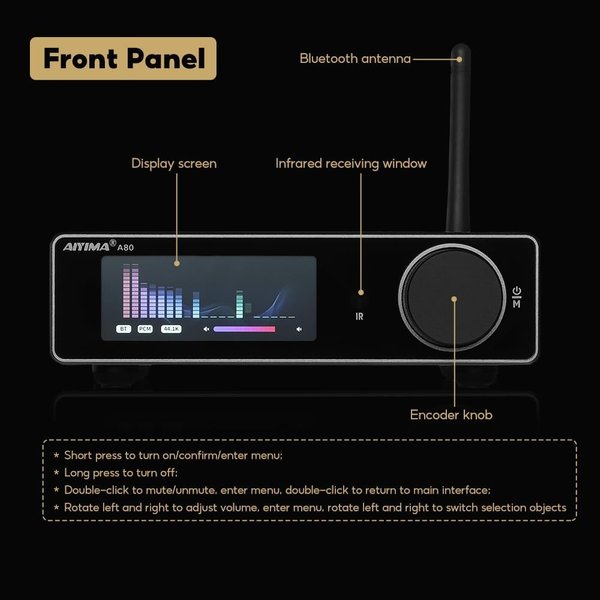 AIYIMA A80 Wireless Bluetooth Receiver/Streamer Hi-Fi Balanced Integrated Amplifier AIYIMA A80 Wireless Bluetooth Receiver/Streamer Hi-Fi Balanced Integrated Amplifier