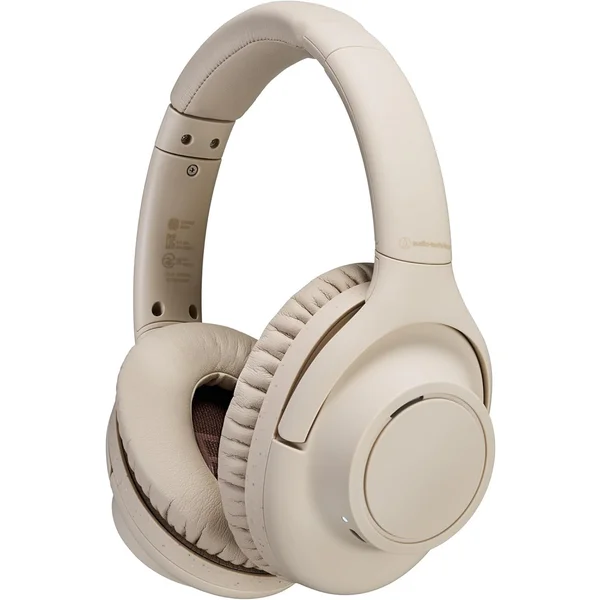 Audio-Technica ATH-S300BT Wired/Wireless Bluetooth Noise-Cancelling Over-Ear Headphone with Mic - Beige