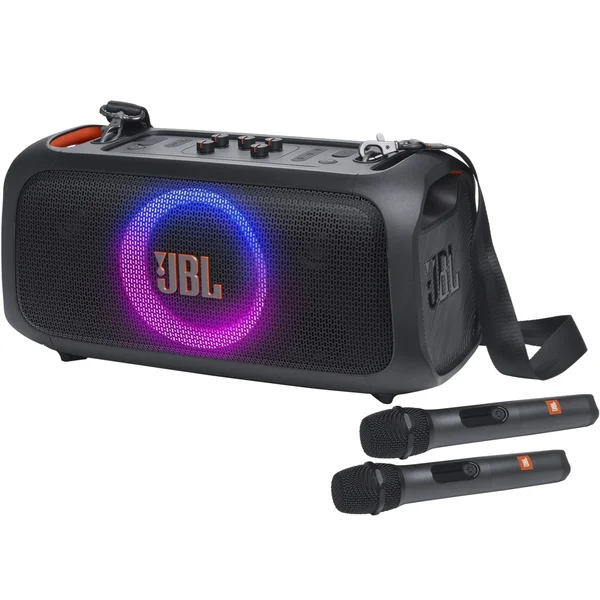 JBL Partybox On-The-Go Essential Wireless Bluetooth Karaoke Portable Speaker with Dual Wireless Handheld Microphones
