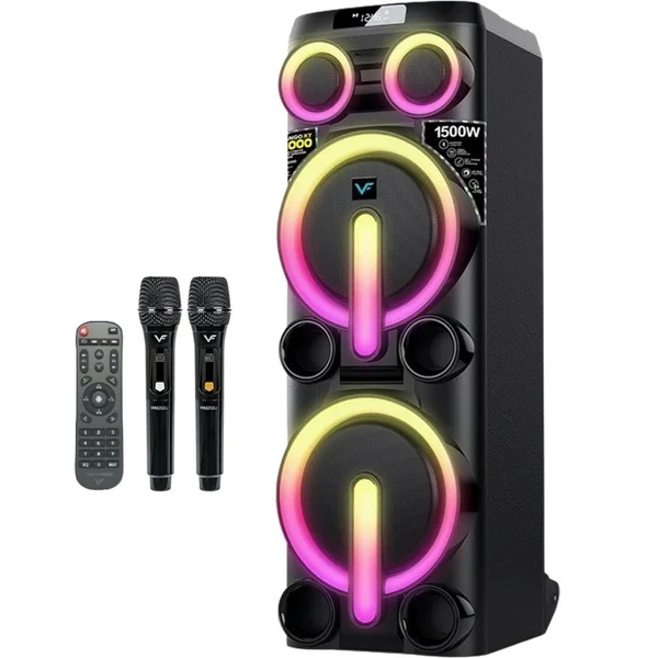 Vinnfier Tango XT8000 WMU Wireless Bluetooth Trolley Portable Speaker with FM Radio & Dual Wireless Handheld Microphones