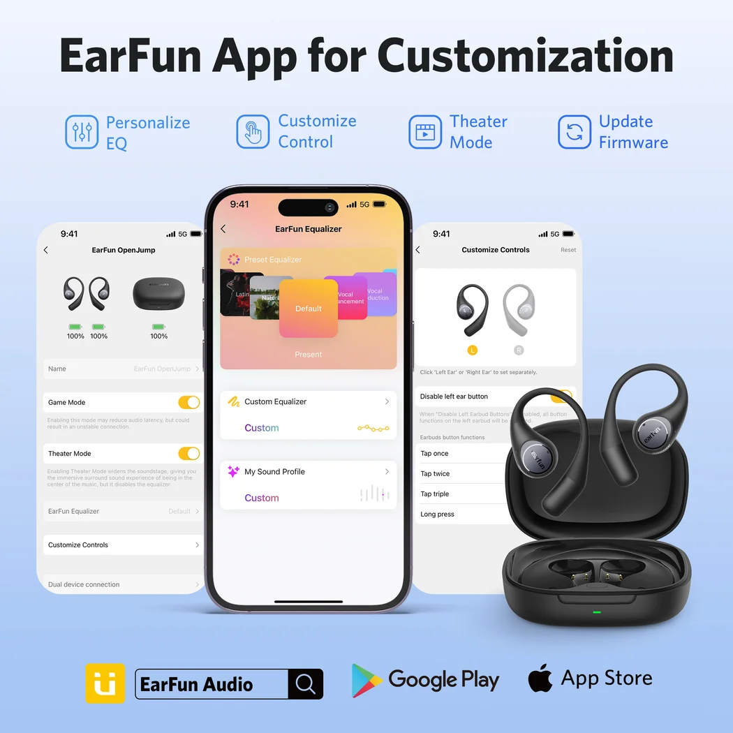 EarFun OpenJump Waterproof True Wireless Bluetooth Air Conduction Earphones Black