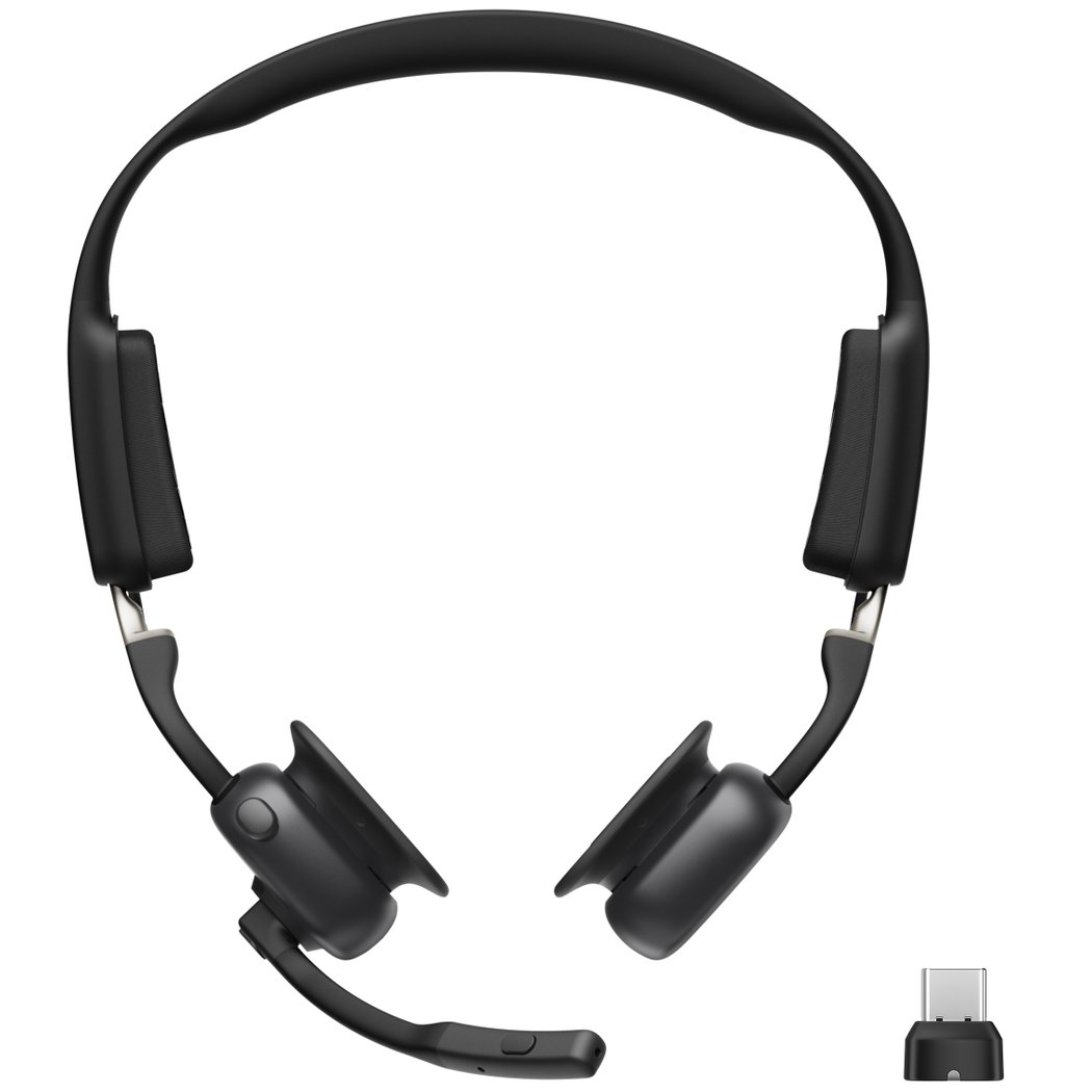Shokz OpenMeet UC Wireless Bluetooth Bone Conduction Headset with Boom Mic & Loop120 USB-C Wireless Adapter
