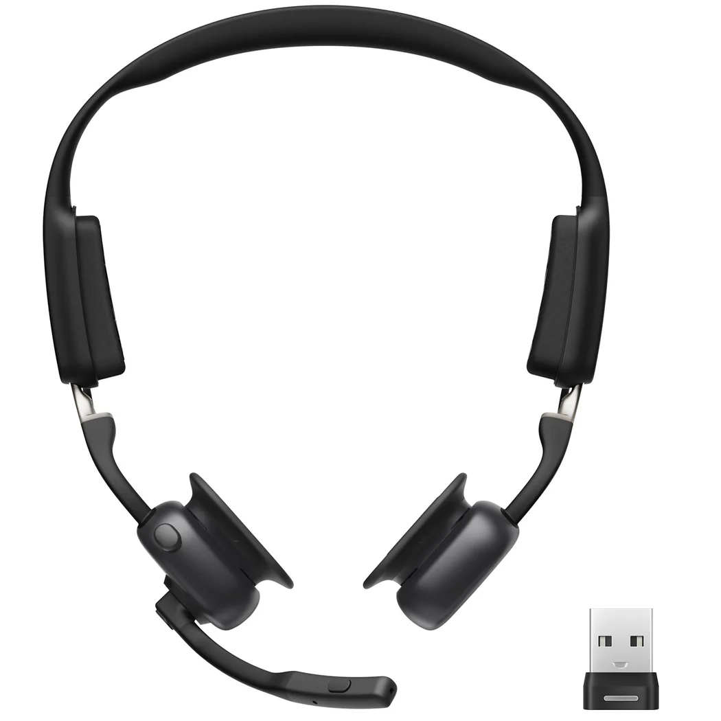 Shokz OpenMeet UC Wireless Bluetooth Bone Conduction Headset with Boom Mic & Loop120 USB-A Wireless Adapter