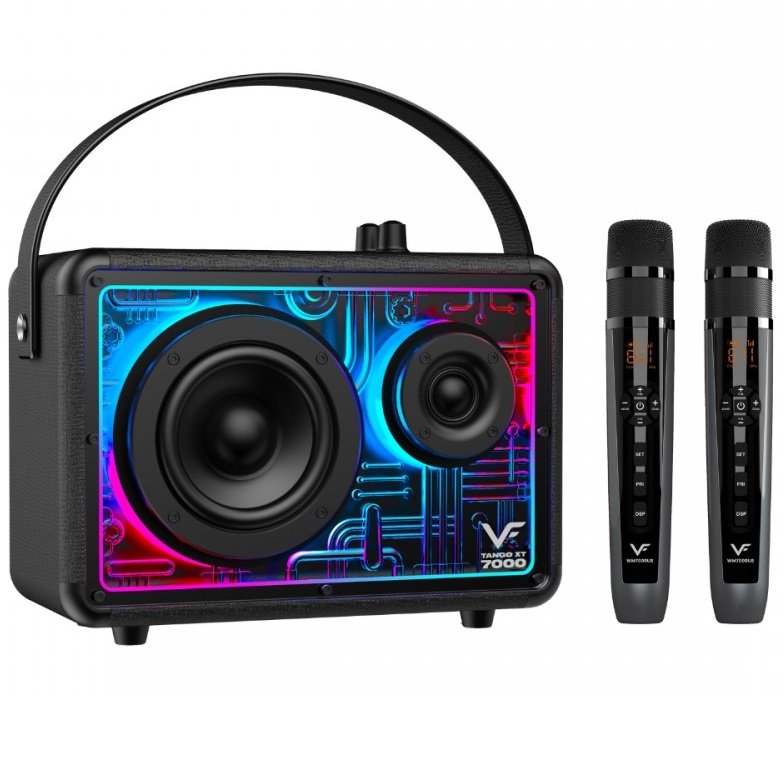 Vinnfier Tango XT7000 Wireless Bluetooth Karaoke Portable Speaker with Wireless Handheld Microphones