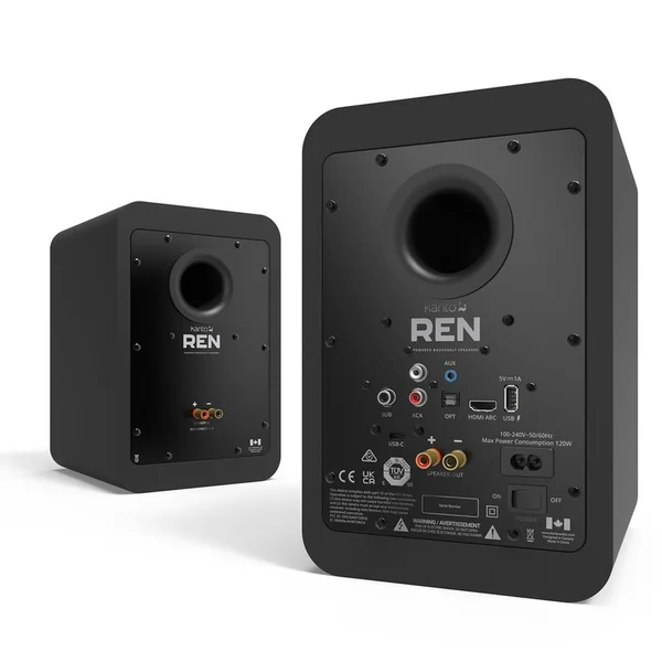 Kanto REN Wireless Bluetooth Desktop Bookshelf Speakers (with HDMI) - Matte Black