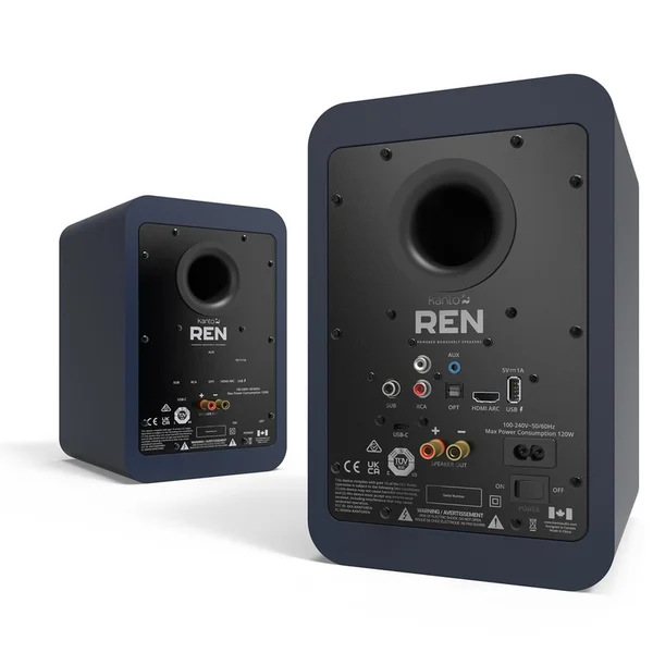 Kanto REN Wireless Bluetooth Desktop Bookshelf Speakers (with HDMI) - Matte Blue
