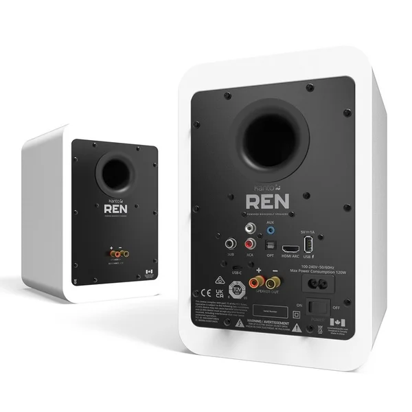 Kanto REN Wireless Bluetooth Desktop Bookshelf Speakers (with HDMI) - Matte White