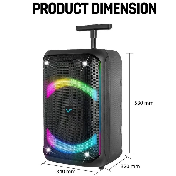 Vinnfier Tango 606 WMB Wireless Bluetooth Trolley Portable Speaker with FM Radio & Dual Wireless Handheld Microphones