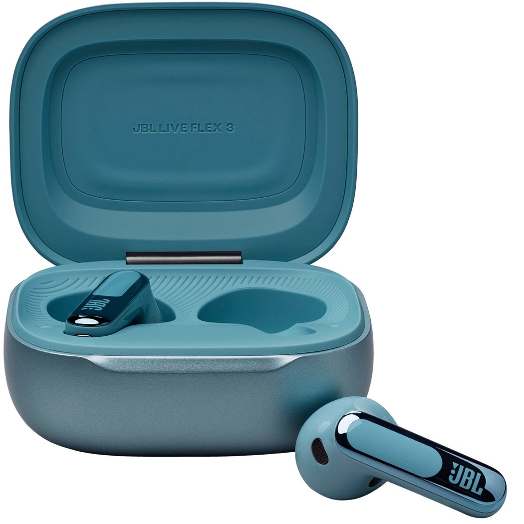 JBL Live Flex 3 True Wireless Bluetooth Noise-Cancelling On-Ear Earbuds with Mic - Blue