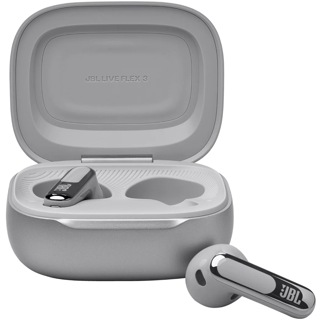 JBL Live Flex 3 True Wireless Bluetooth Noise-Cancelling On-Ear Earbuds with Mic - Silver