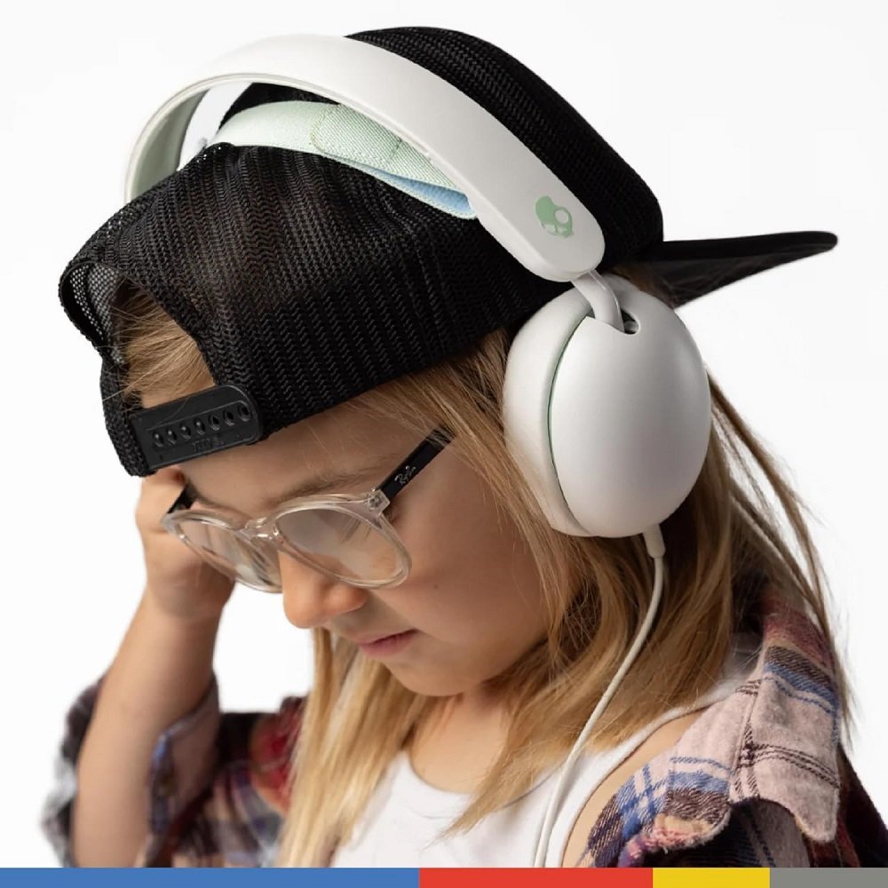 Skullcandy Grom Wired Over-Ear Headphone with Mic for Kids - Bone Seafoam