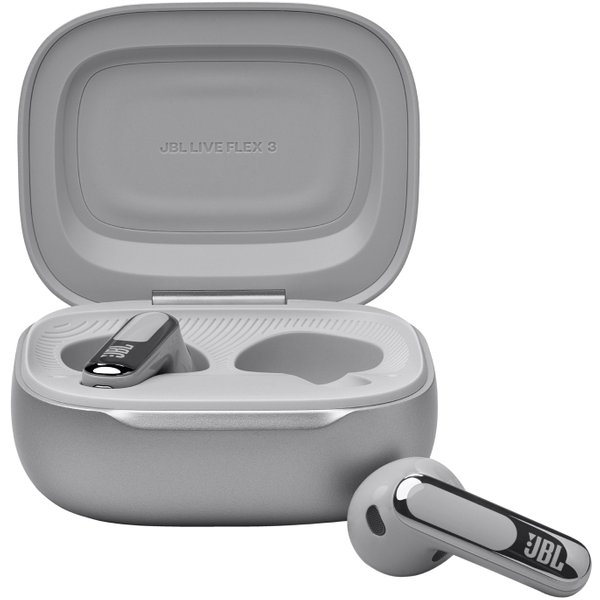 JBL Live Flex 3 True Wireless Bluetooth Noise-Cancelling On-Ear Earbuds with Mic - Silver JBL Live Flex 3 True Wireless Bluetooth Noise-Cancelling On-Ear Earbuds with Mic - Silver