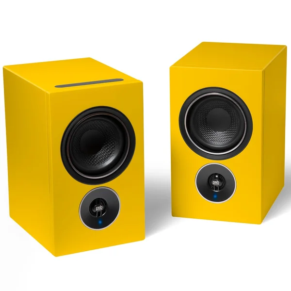 PSB Alpha iQ MQA Multi-Room Wireless Bluetooth/WiFi Network Desktop Bookshelf Speakers (HDMI & Phono) - Yellow