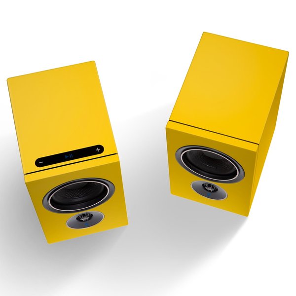 PSB Alpha iQ MQA Multi-Room Wireless Bluetooth/WiFi Network Desktop Bookshelf Speakers (with HDMI & Phono) - Tangerine Yellow PSB Alpha iQ MQA Multi-Room Wireless Bluetooth/WiFi Network Desktop Bookshelf Speakers (with HDMI & Phono) - Tangerine Yellow