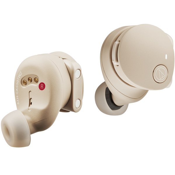 Audio-Technica ATH-CKS50TW2 True Wireless Bluetooth Noise-Cancelling In-Ear Earphone with Mic - Beige Audio-Technica ATH-CKS50TW2 True Wireless Bluetooth Noise-Cancelling In-Ear Earphone with Mic - Beige