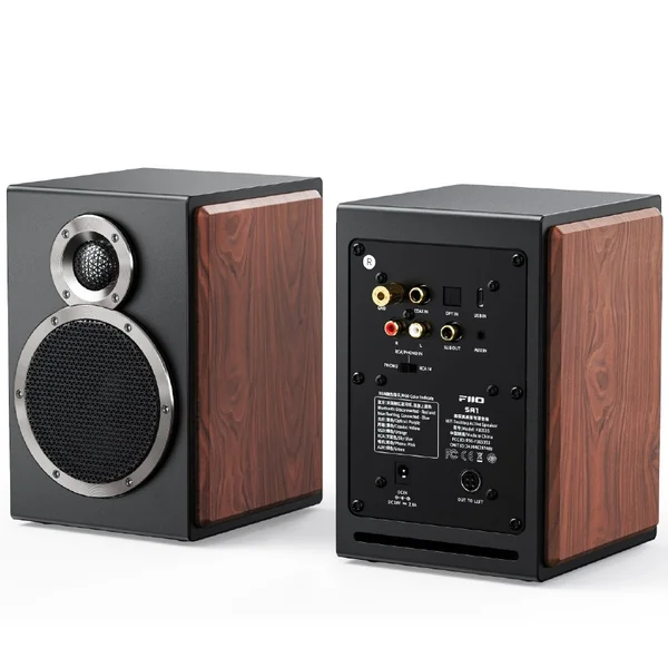 FiiO SA1 Wireless Bluetooth Desktop Bookshelf Speakers (with Phono Built-in) - Twilight Black